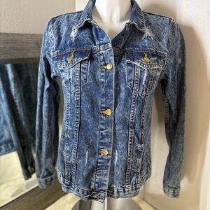 Blue and Gold Jean Jacket with Fitted Silhouette